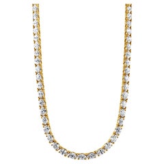East-West Oval Diamond Tennis Necklace in 14K Yellow Gold, 20.25 Carats