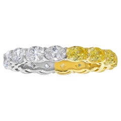 East West Oval Half Yellow and White Diamond Eternity Ring