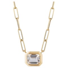 Goshwara East-West Rock Crystal Emerald Cut Bezel Set Pendant