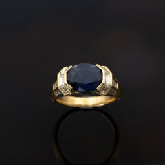 East-West Sapphire and Diamond Ring in 18K Yellow Gold