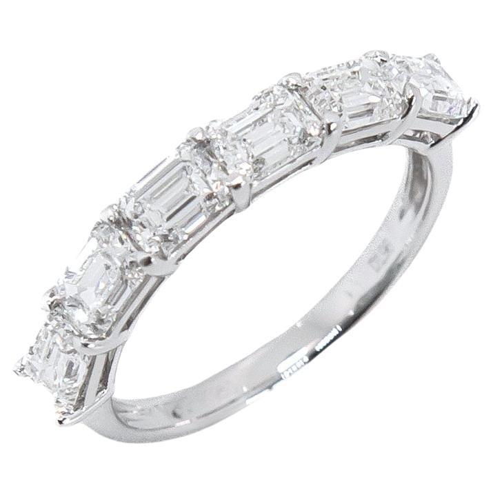 East-West Set Emerald Cut Diamond Eternity Band in Platinum For Sale