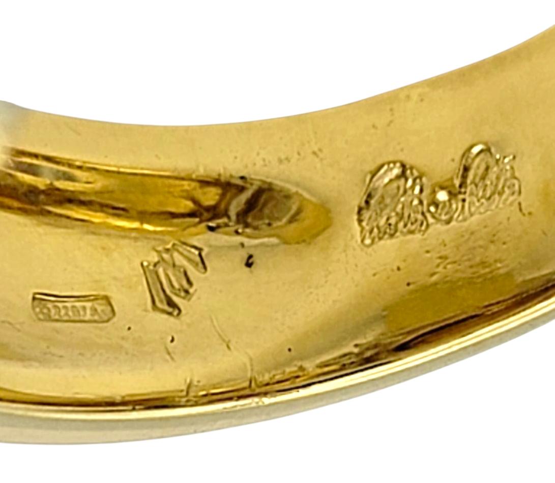 Anello a fascia con citrino ovale e diamanti in oro bicolore 18 carati East West Set in vendita 2