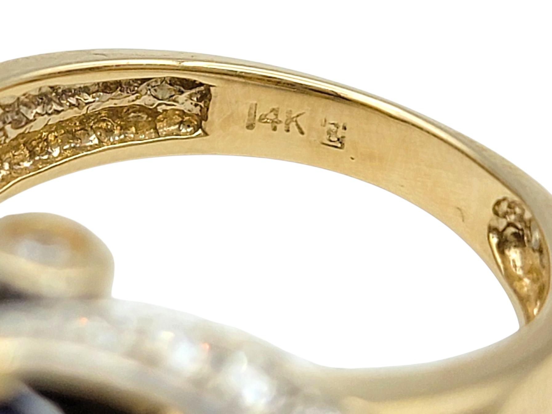 East West Set Oval Cut Iolite and Diamond Cocktail Ring Two-Tone 14 Karat Gold en vente 1