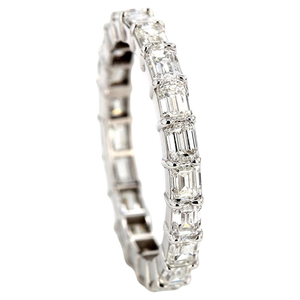 East-West Style Eternity Band with Emerald Cut Diamonds. D2.88ct.t.w. For Sale