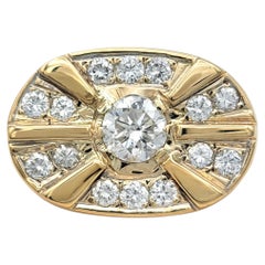East West Wide Starburst Motif Diamond Band Ring in 14 Karat Yellow Gold