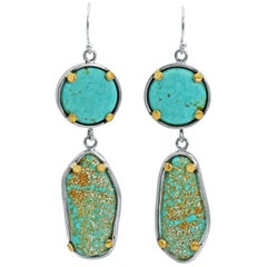Easter Blue and Russian Turquoise Two-Tone Dangle Earrings