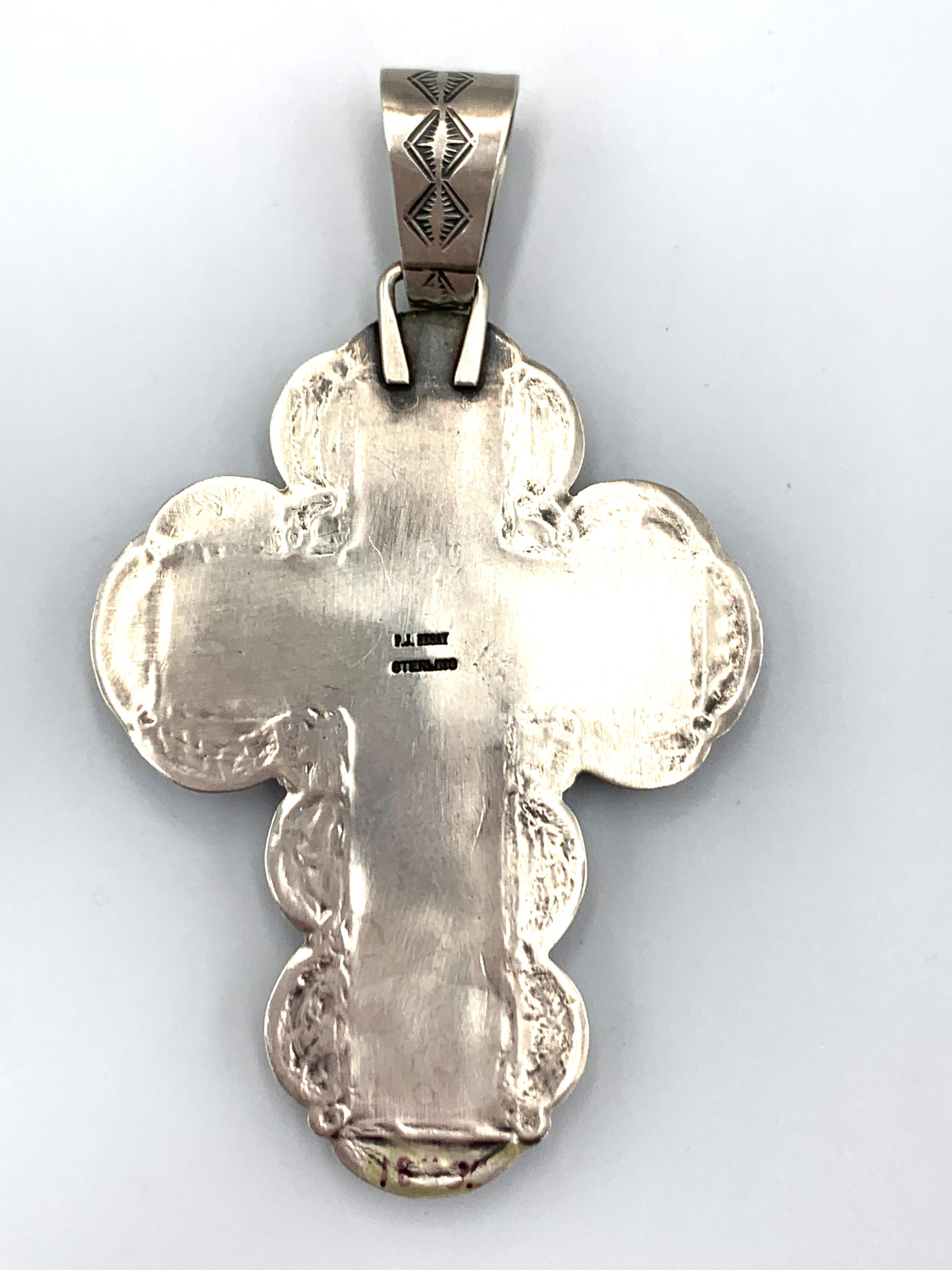 Ciondolo a forma di croce in argento con turchese blu di Pasqua di Paul Begay in vendita 5