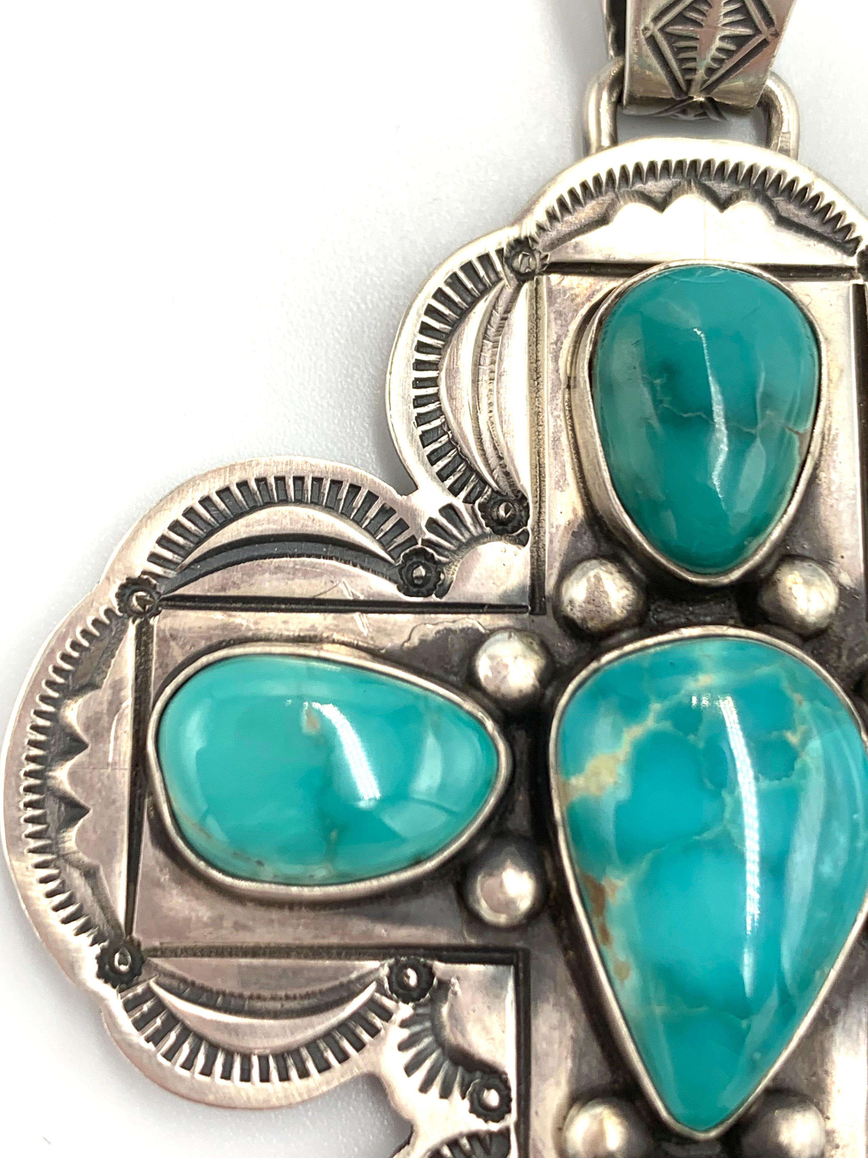 Ciondolo a forma di croce in argento con turchese blu di Pasqua di Paul Begay In condizioni Nuovo in vendita a Scottsdale, AZ