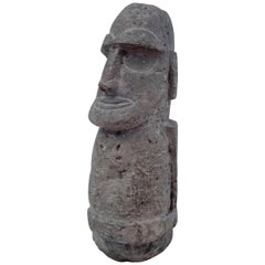 Antique Easter Island Moai Monolithic Head Statue, Small Version