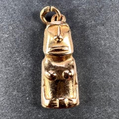 Easter Island Statue 18k Yellow Gold Charm Pendant