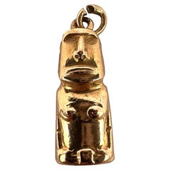 Vintage Easter Island Statue 18k Yellow Gold Charm Pendant