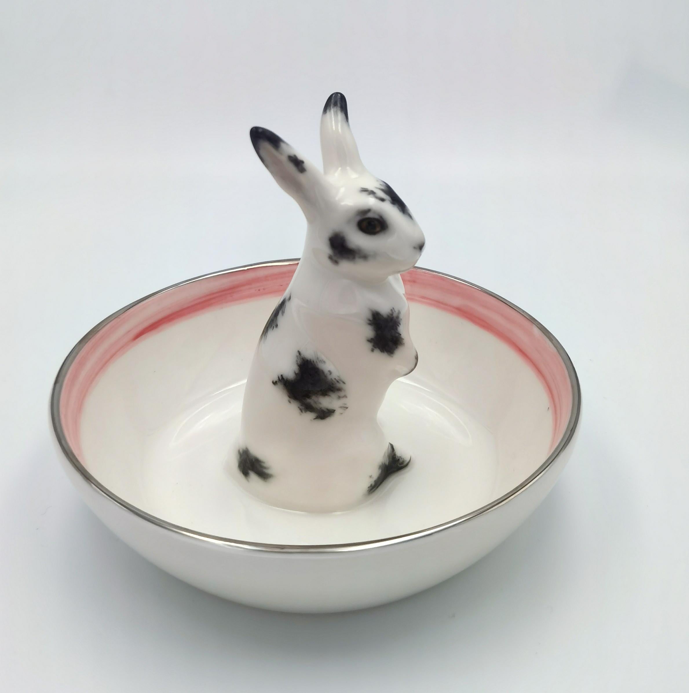 Country Easter Porcelain Bowl Hand-Painted with Figure Sofina Boutique Kitzbuehel For Sale
