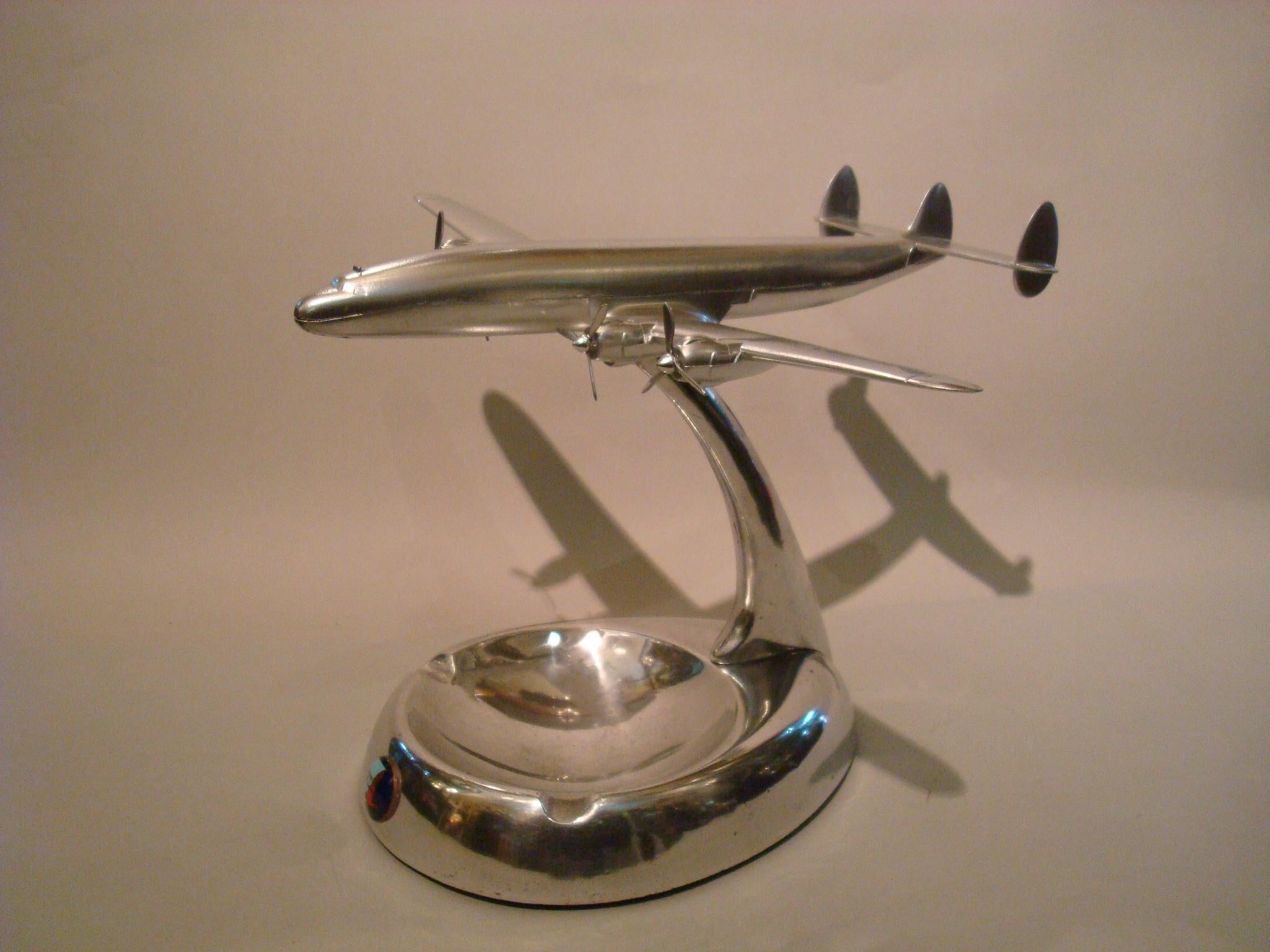 20th Century Eastern Air Lines Constellation Airplane Desk Model Ashtray, 1950s