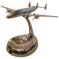 Vintage Eastern Air Lines Constellation Airplane Desk Model Ashtray, 1950s