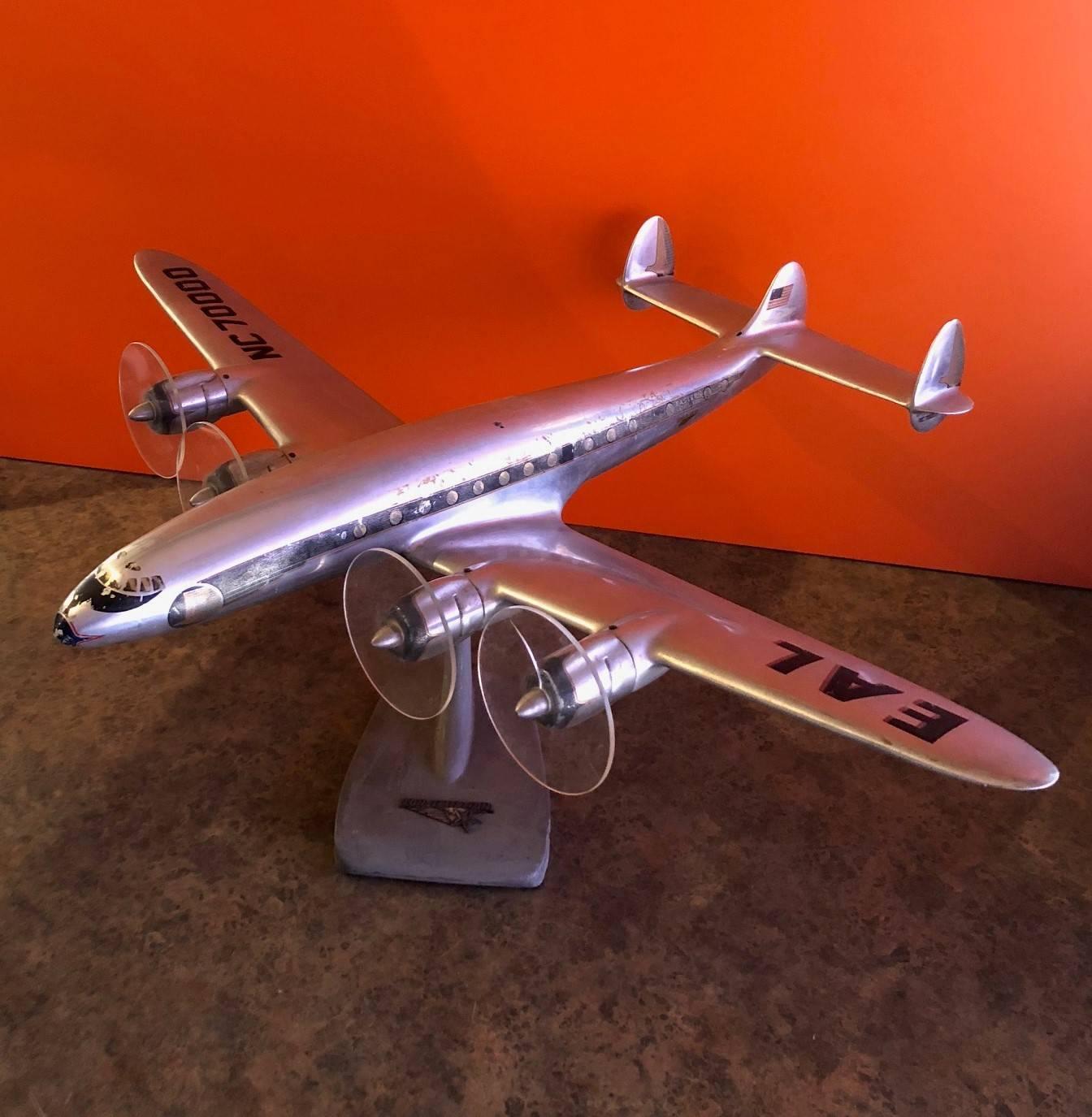 Very rare Lockheed Corporation L-1049 Super Constellation (Connie) Eastern Airlines model airplane, circa 1950s. The plane is massive measuring 26.5