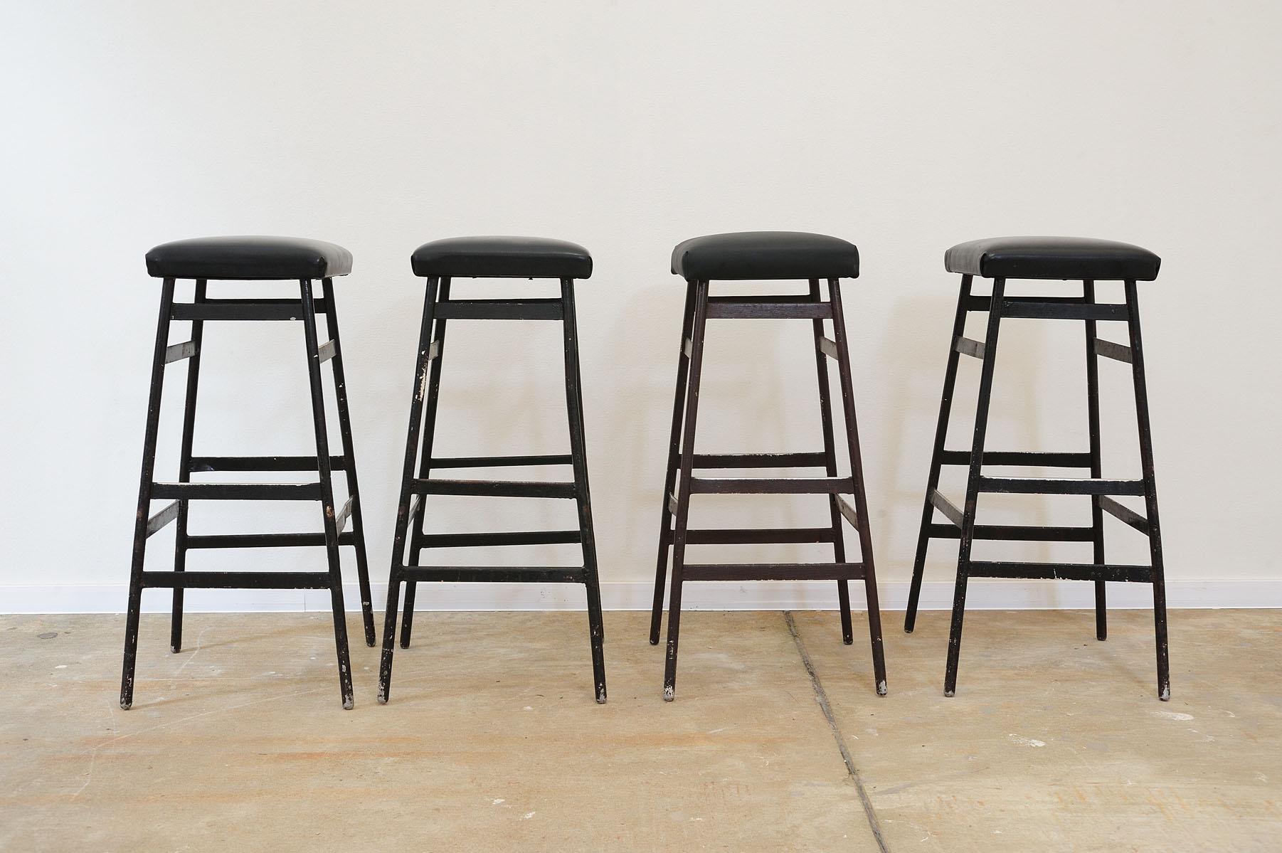 Mid-Century Modern Eastern bloc Bar stools from the 80s, Czechoslovakia, set of 4