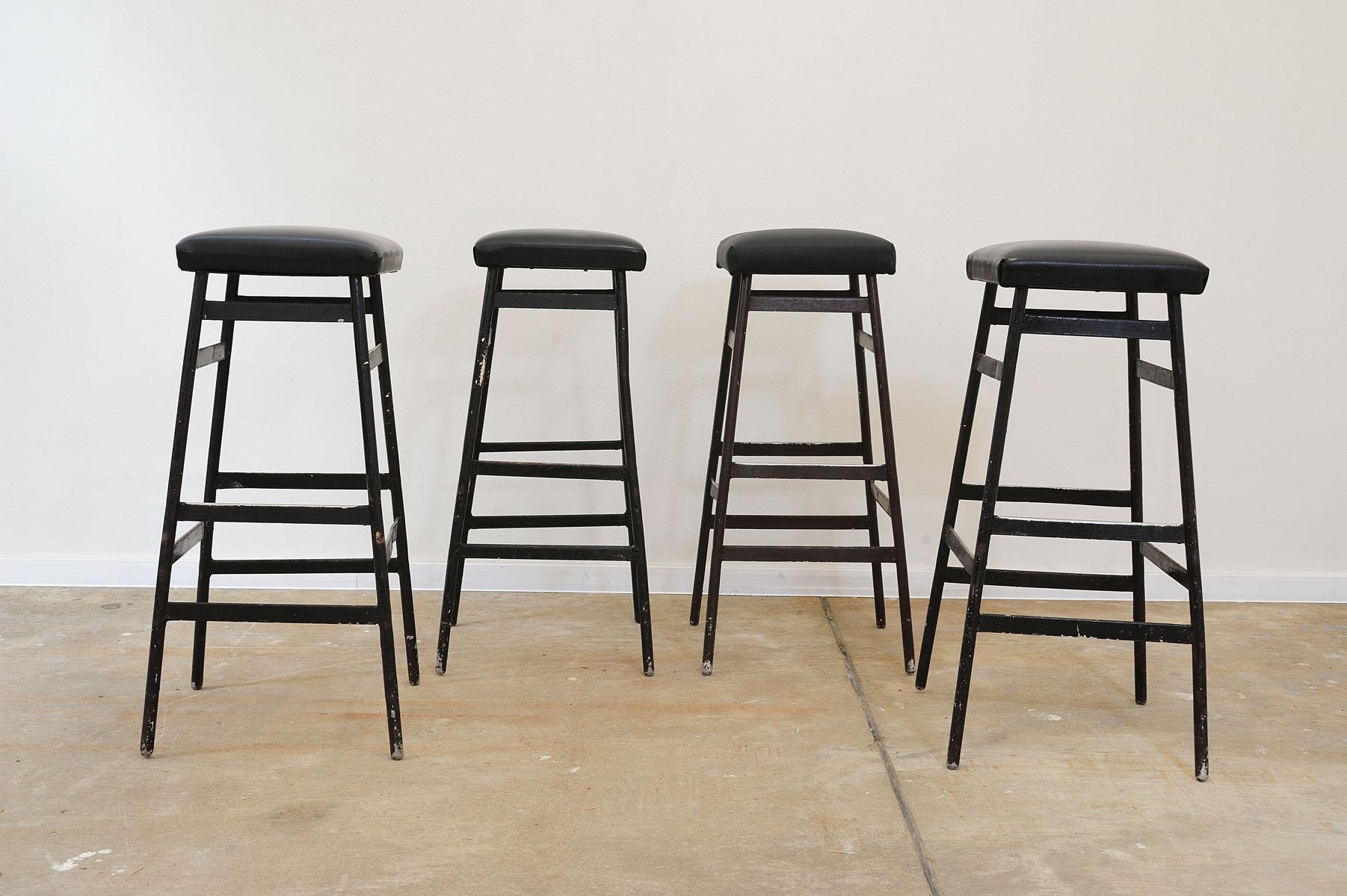 Eastern bloc Bar stools from the 80s, Czechoslovakia, set of 4 In Good Condition In Prague 8, CZ