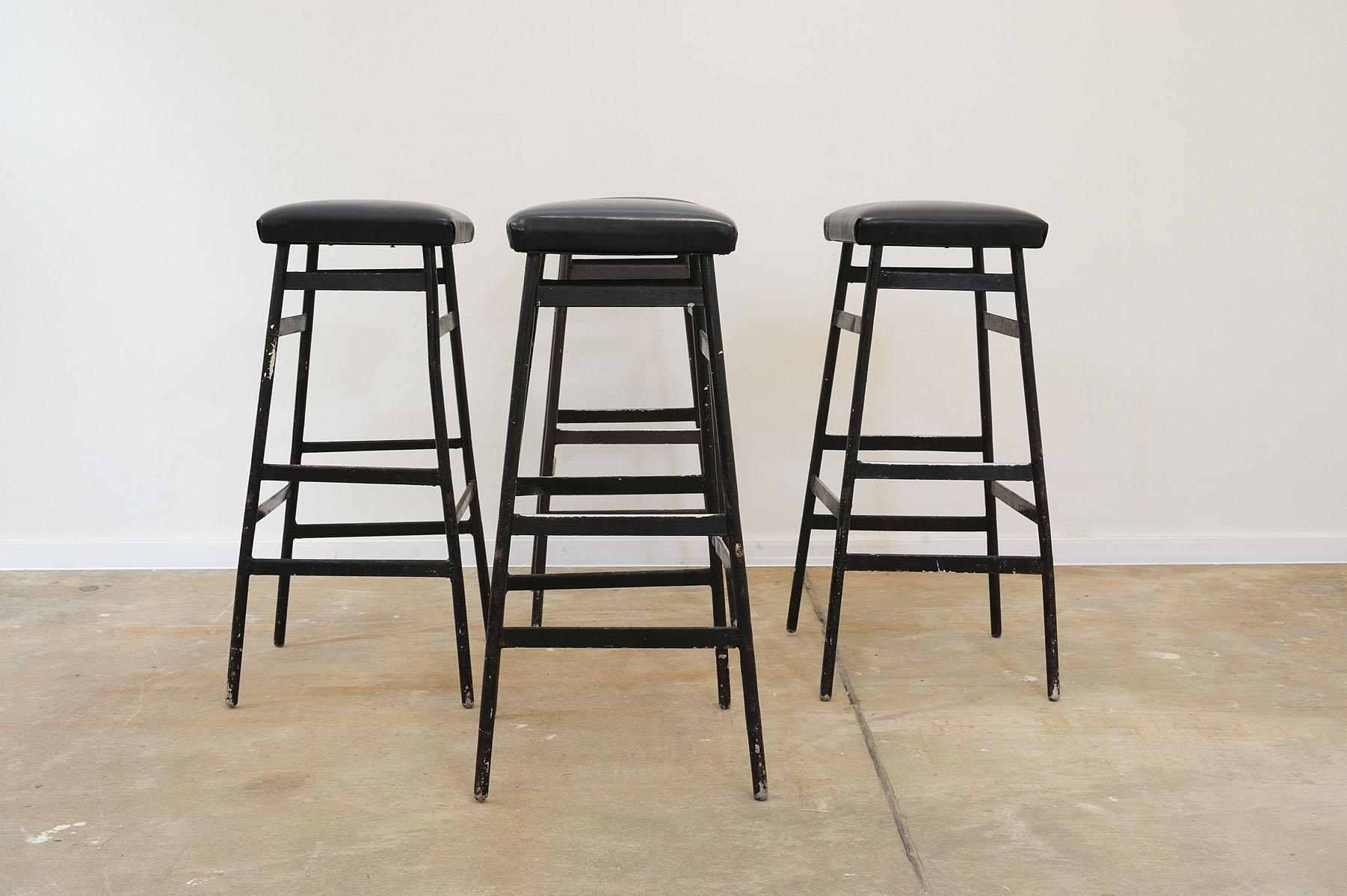 Faux Leather Eastern bloc Bar stools from the 80s, Czechoslovakia, set of 4