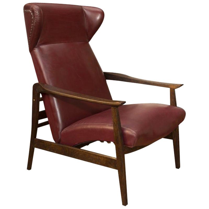 Chaise Wingback réglable en cuir par ULUV, années 1950 en vente