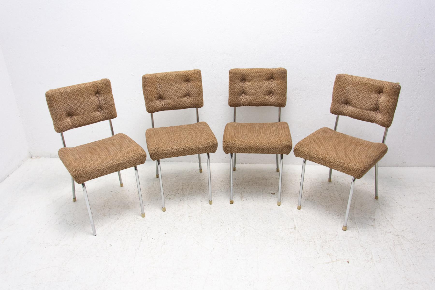 Mid-Century Modern Eastern Bloc Midcentury Chromed Cafe Chairs, 1960's For Sale