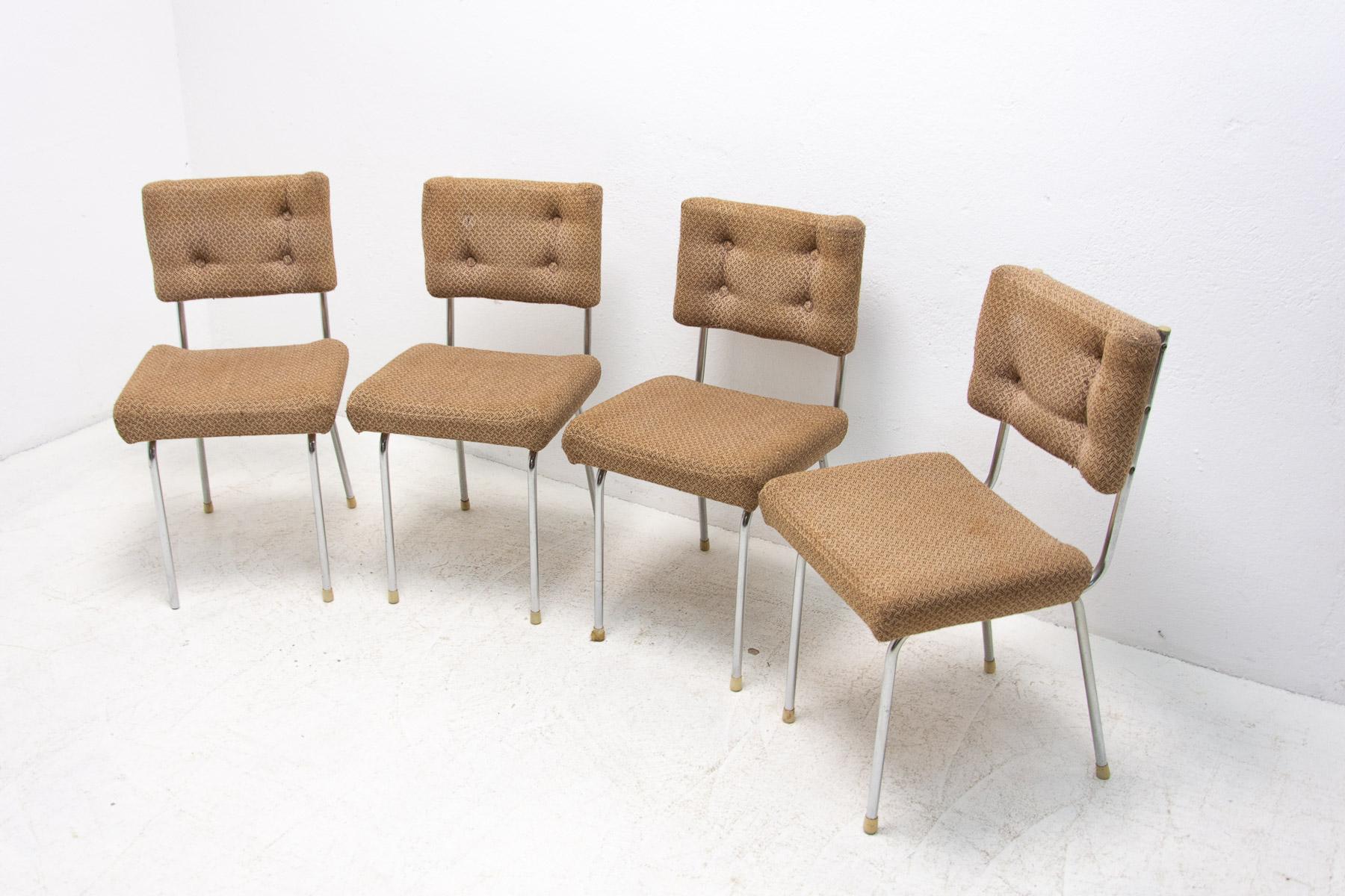 Czech Eastern Bloc Midcentury Chromed Cafe Chairs, 1960's For Sale