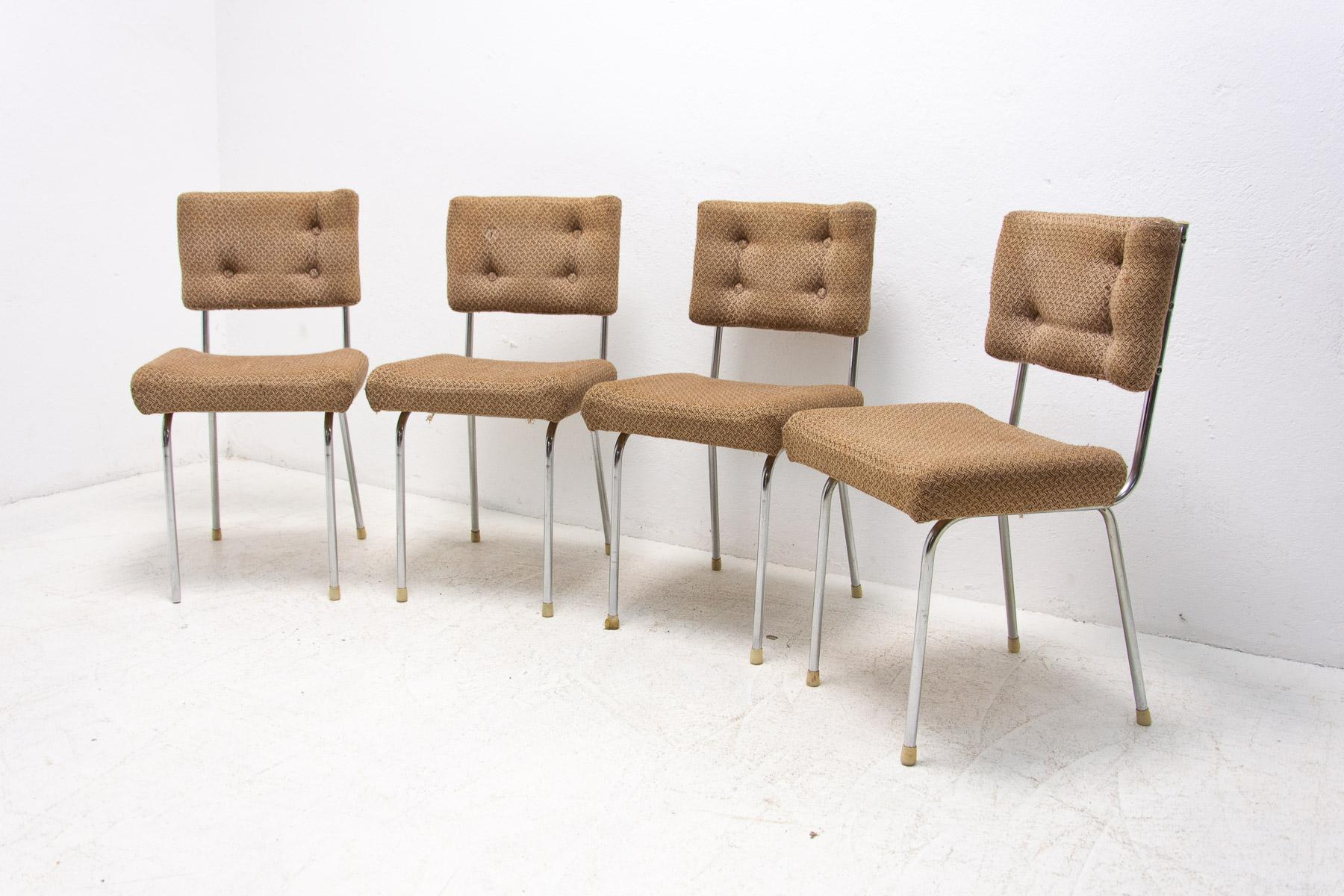 Eastern Bloc Midcentury Chromed Cafe Chairs, 1960's In Good Condition For Sale In Prague 8, CZ