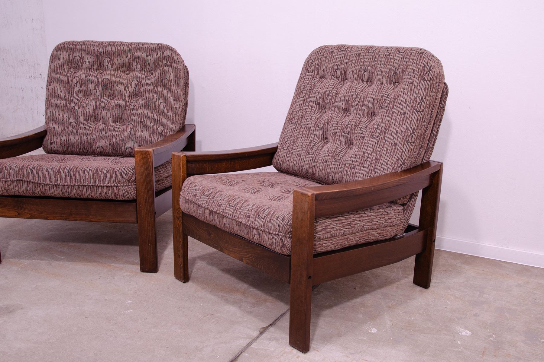 Fabric Eastern bloc Vintage armchairs, 1980´s, Czechoslovakia For Sale