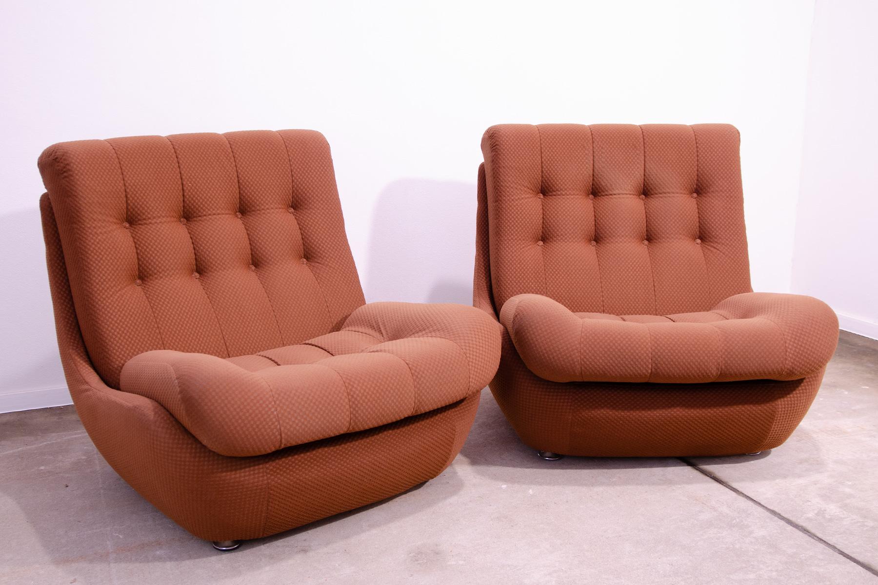 Mid-Century Modern Eastern Bloc Vintage armchairs by Jitona, Czechoslovakia, 1970s For Sale