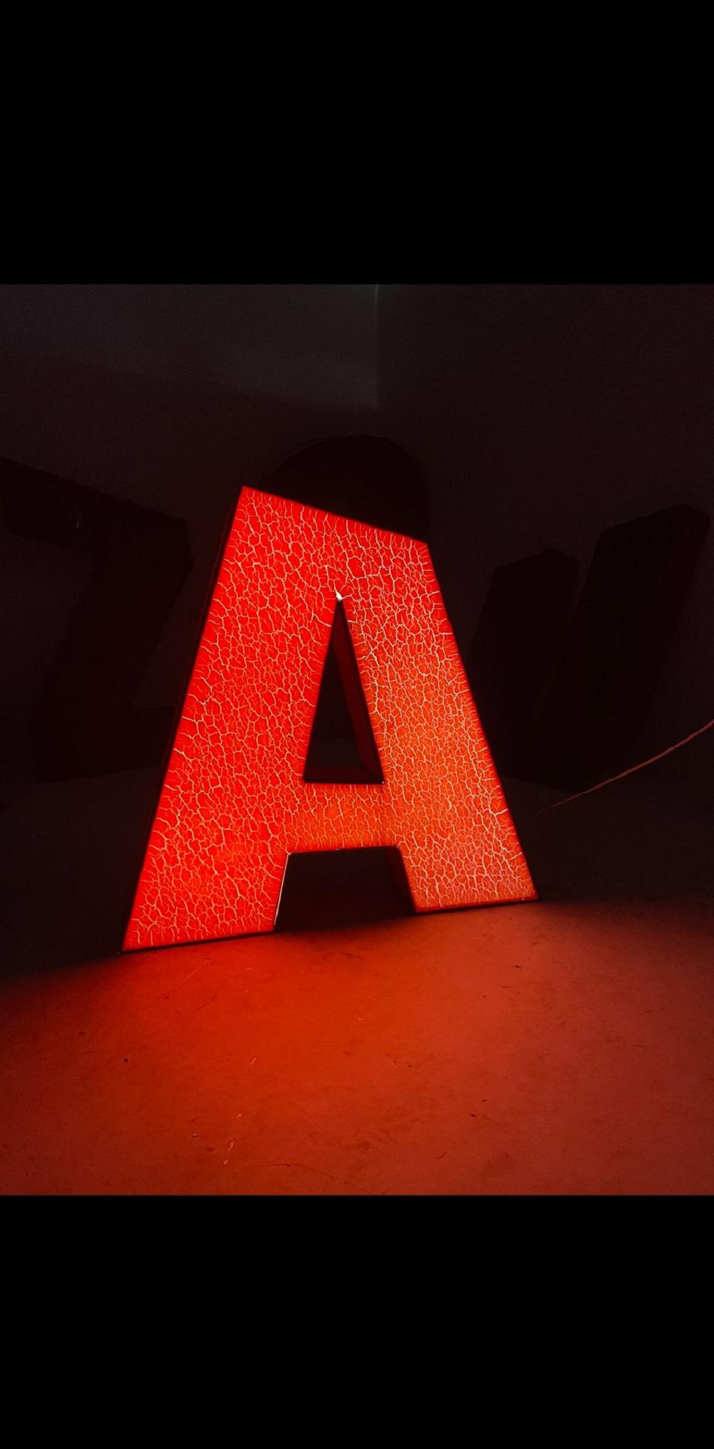 Industrial Eastern Bloc Vintage Lluminated Letter a in the Form of a Floor Night Lamp, 1970 For Sale