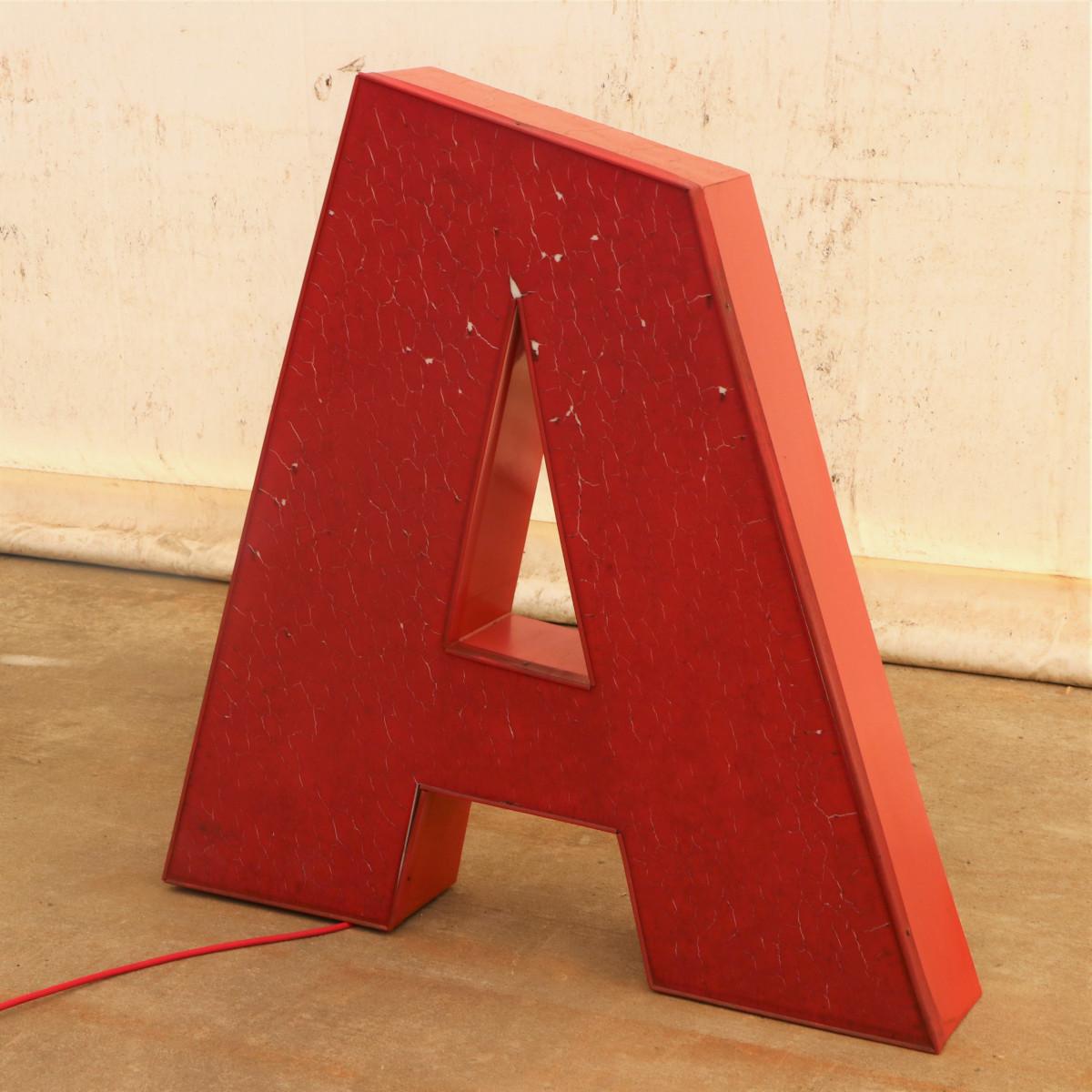Eastern Bloc Vintage Lluminated Letter a in the Form of a Floor Night Lamp, 1970 In Fair Condition For Sale In Prague 8, CZ