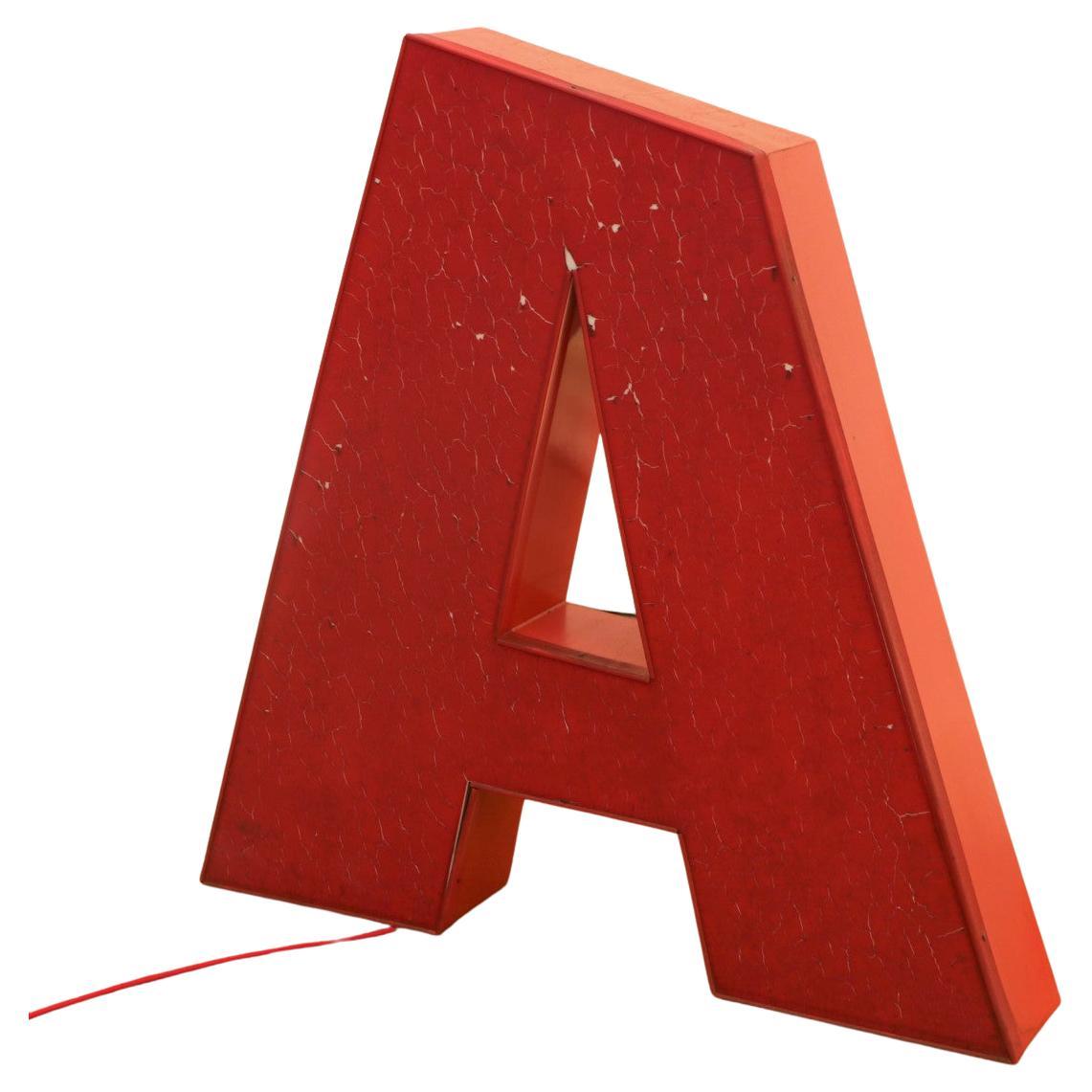 Eastern Bloc Vintage Lluminated Letter a in the Form of a Floor Night Lamp, 1970 For Sale