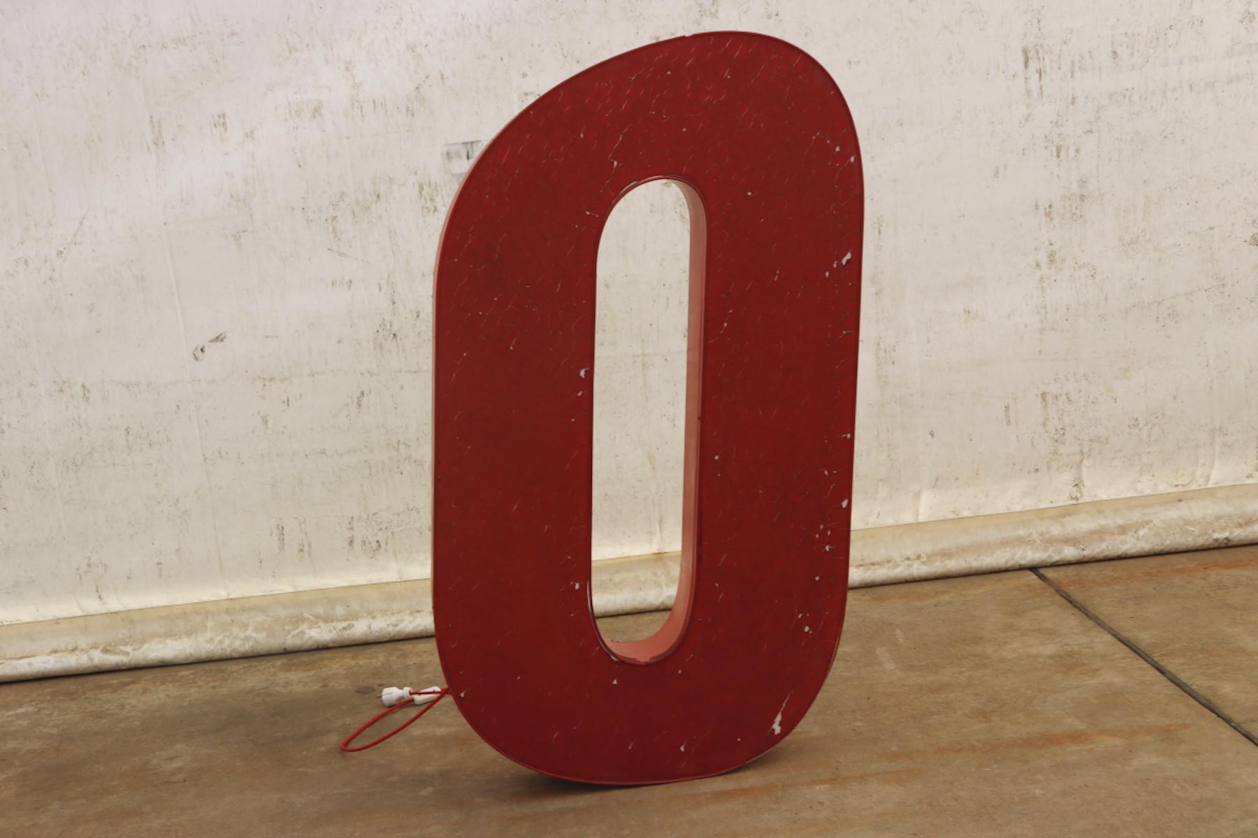 Industrial Eastern Bloc Huge Lluminated Letter O in the Form of a Floor Night Lamp, 1970 For Sale