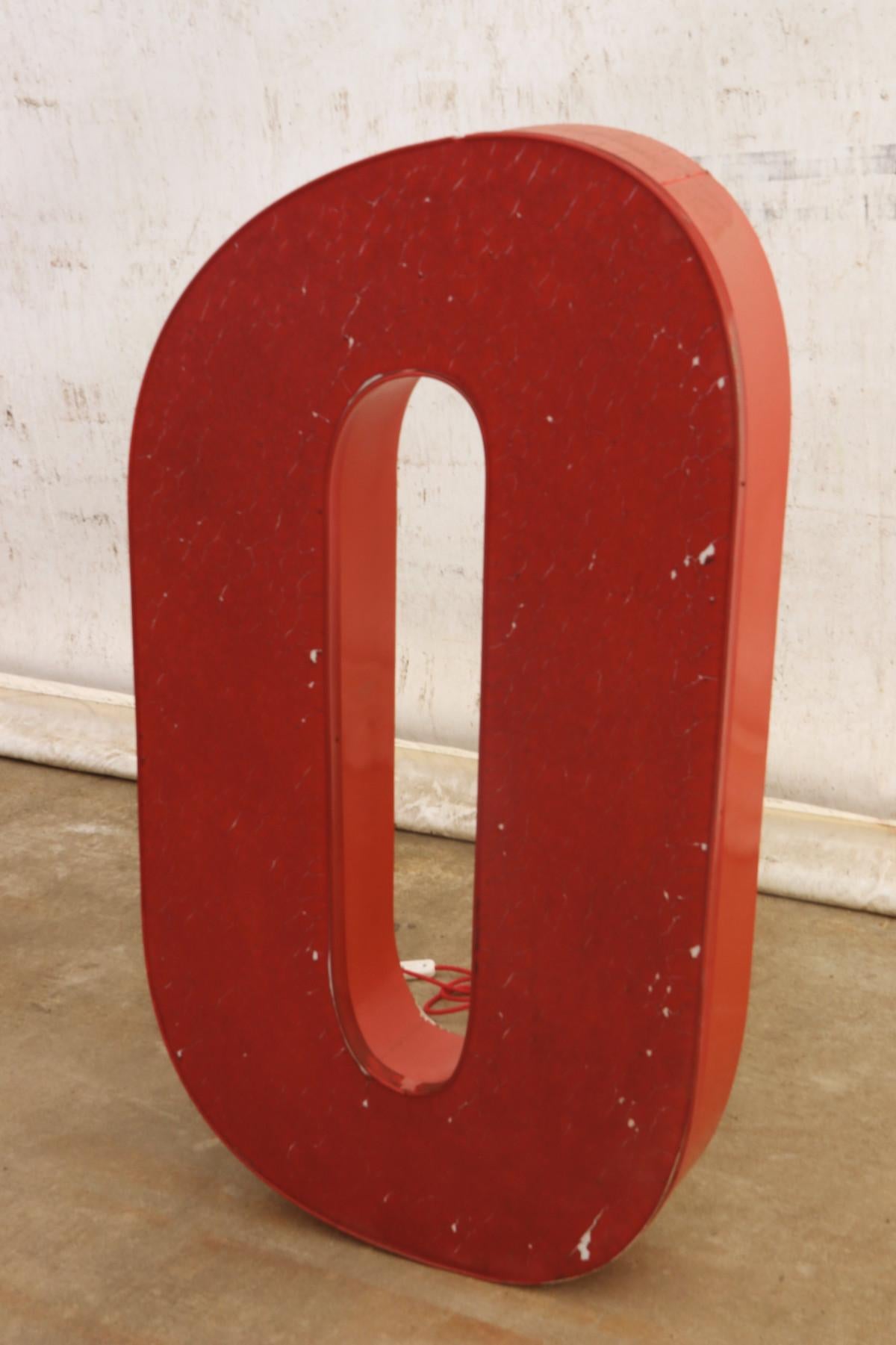 Eastern Bloc Huge Lluminated Letter O in the Form of a Floor Night Lamp, 1970 In Fair Condition For Sale In Prague 8, CZ