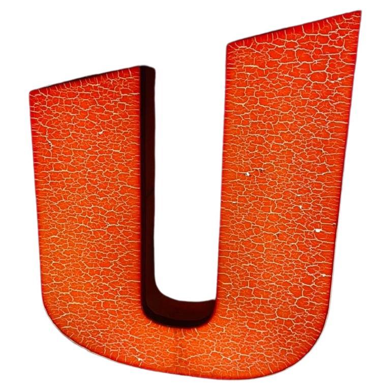 Eastern Bloc Huge Iluminated Letter U in the Form of a Floor Night Lamp, 1970 For Sale