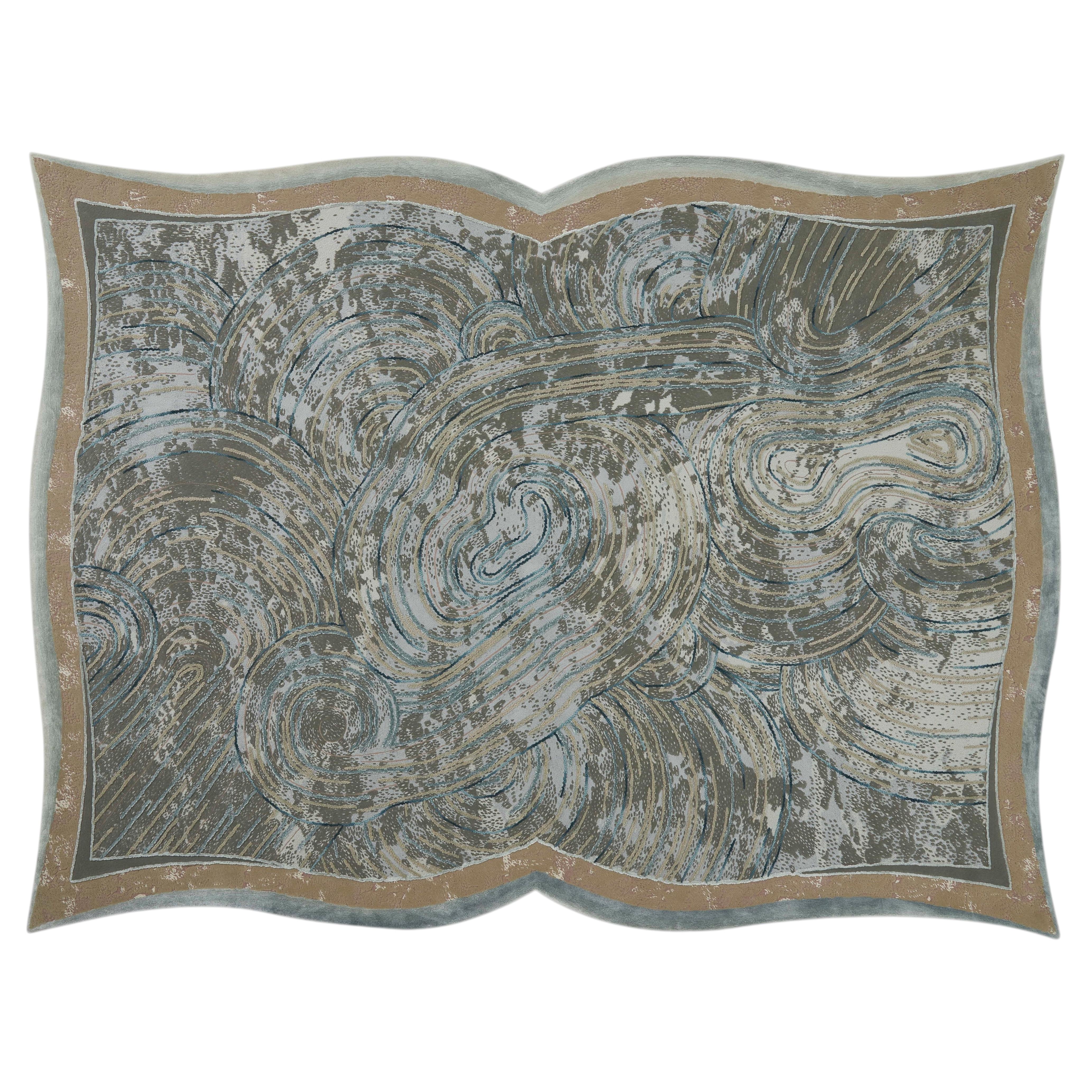 Handcrafted Chinese Carpet by FULI, Custom Oriental Design, 10x13 ft