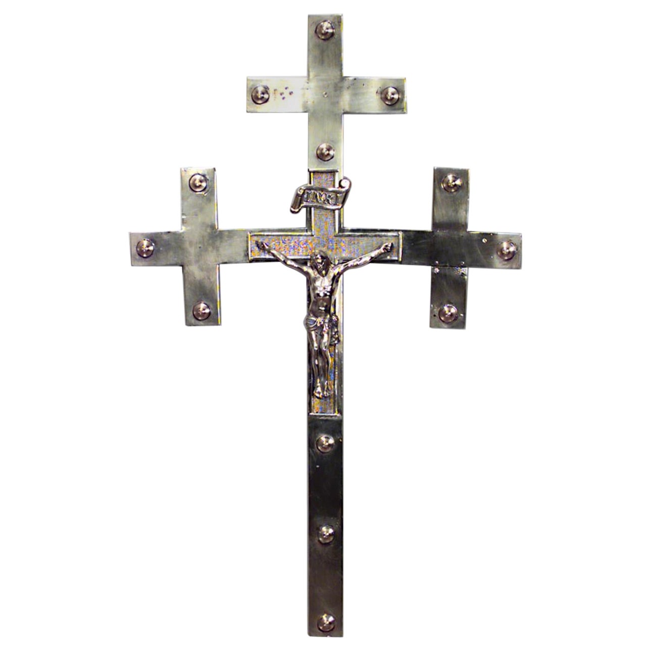 Eastern European Brass Wall Crucifix