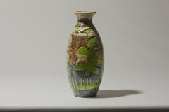 Vaso ovale in ceramica dell'Europa orientale, smalto testurizzato con motivo verde, anni '70