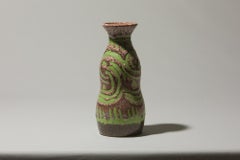 Vaso in ceramica dell'Europa orientale, smalto testurizzato con motivo verde, anni '70