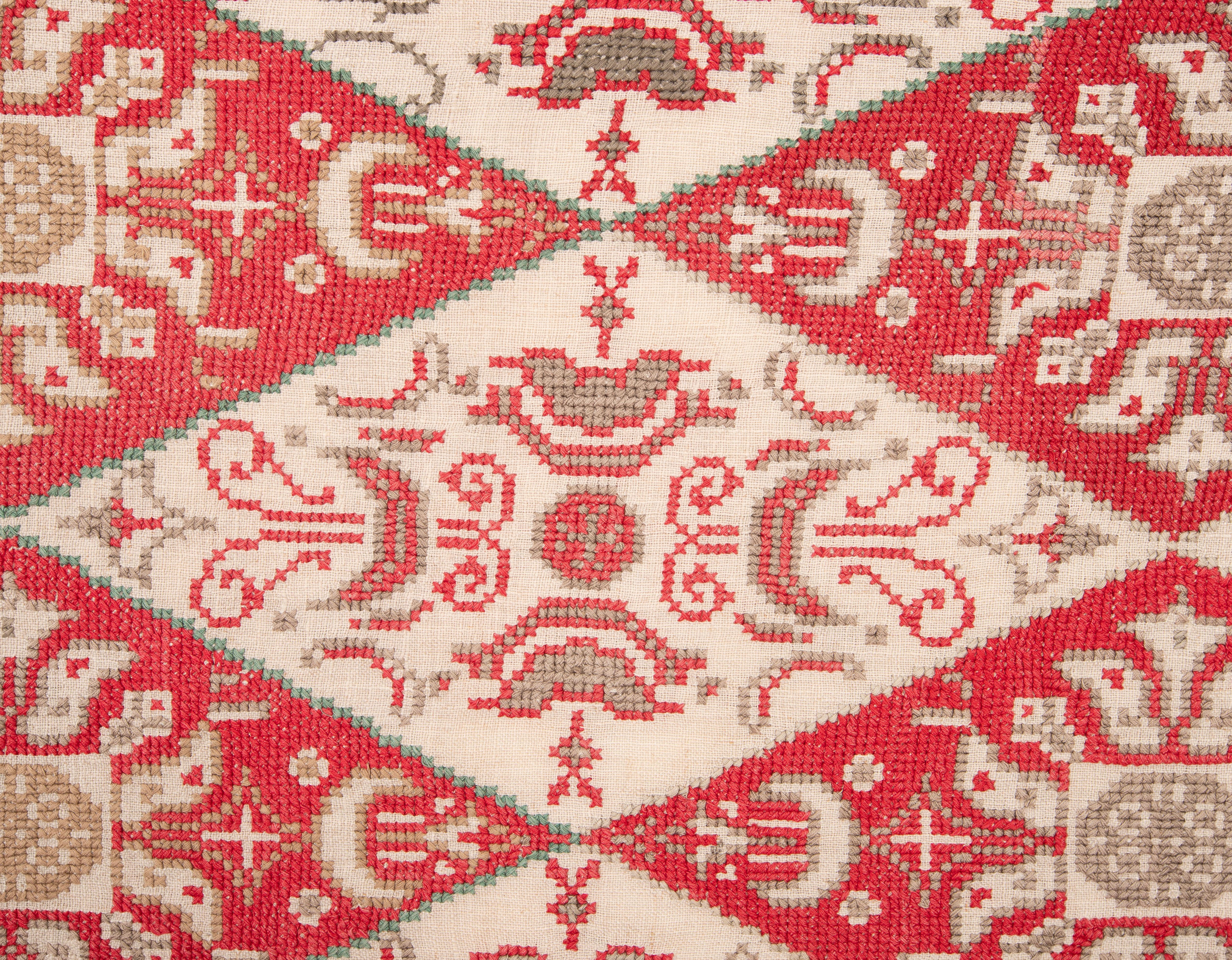 Balkan Eastern European Cotton Embroidery, Early 20th C. For Sale