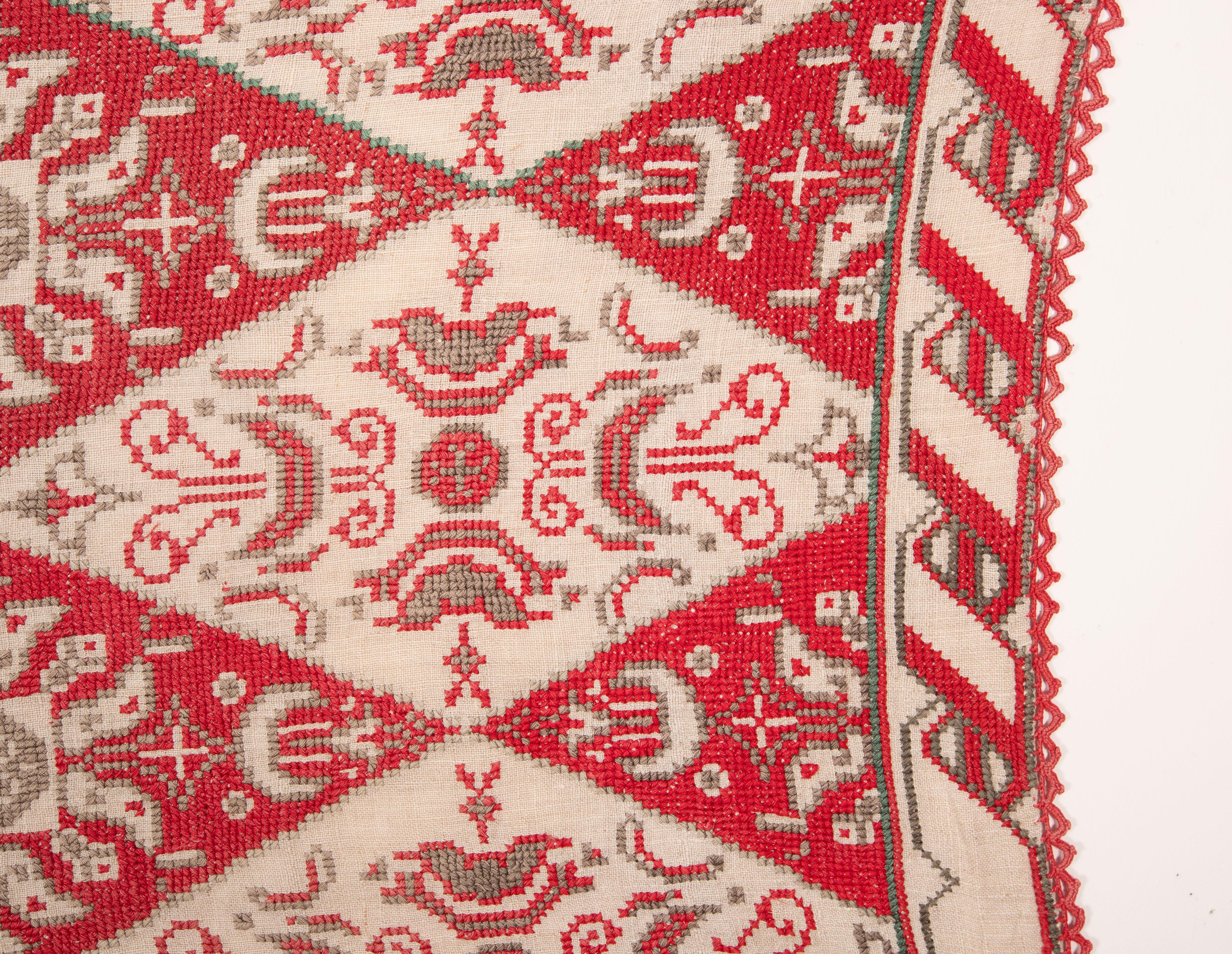 Embroidered Eastern European Cotton Embroidery, Early 20th C. For Sale