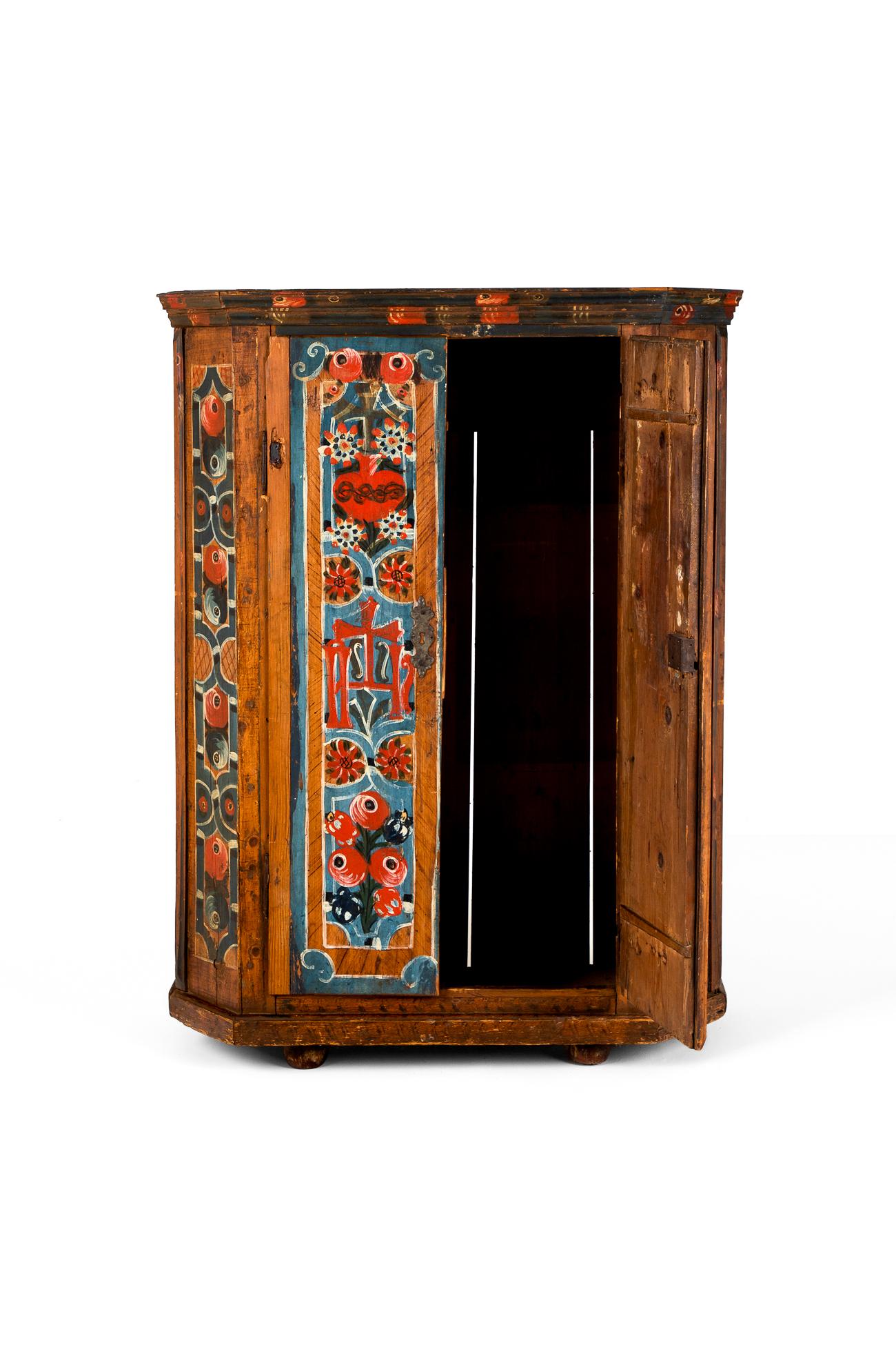 19th Century Eastern European Folk Art Marriage Cupboard