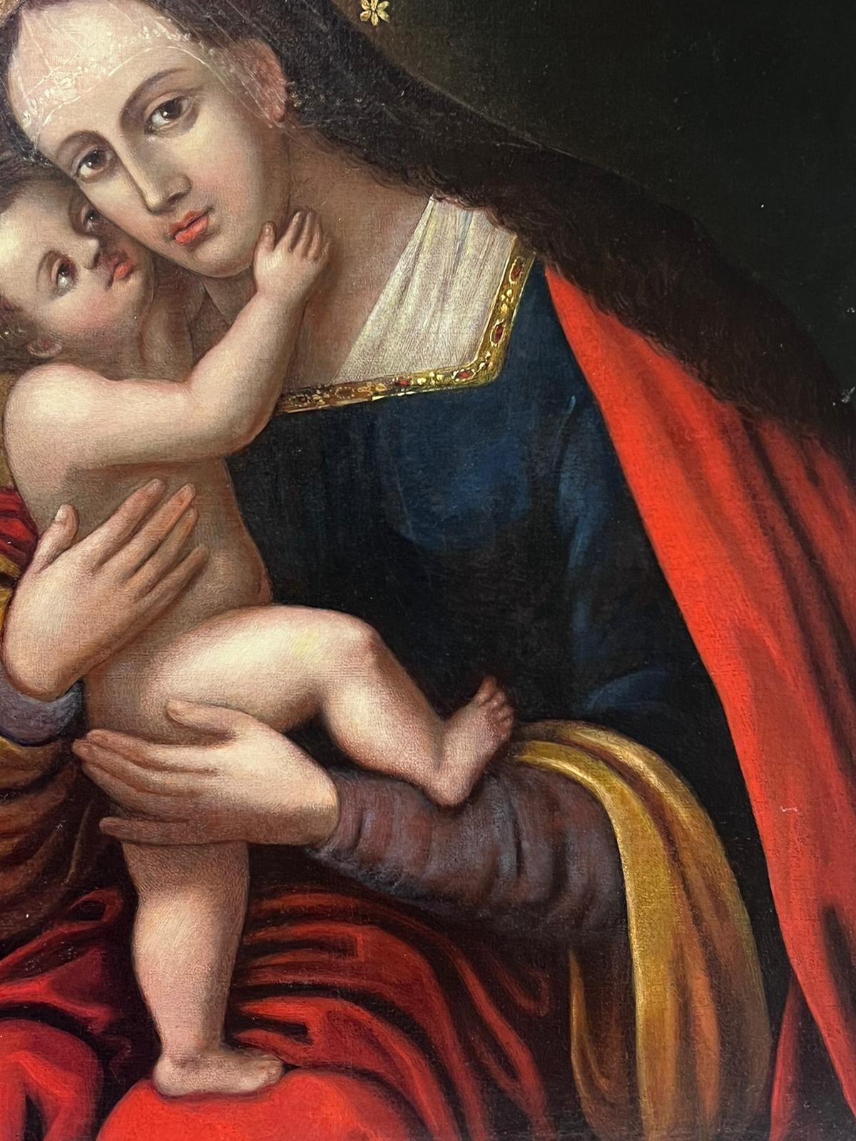 1800's Old Master Oil Painting Portrait of the Madonna & Christ Child  For Sale 4