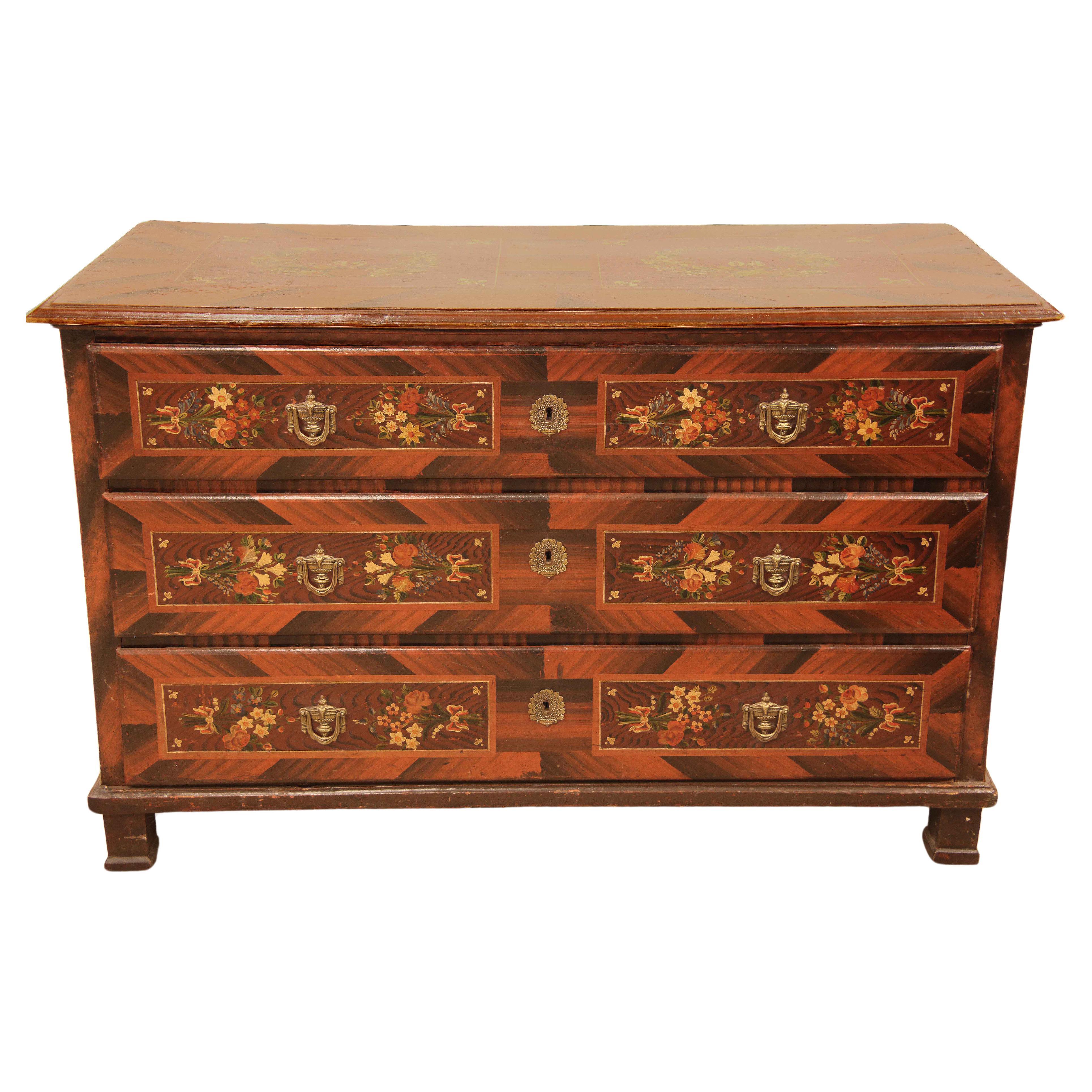 Eastern European Painted Three Drawer Chest
