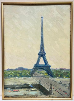 The Eiffel Tower Paris, 1960's Signed Impressionist Painting Mystery Signature
