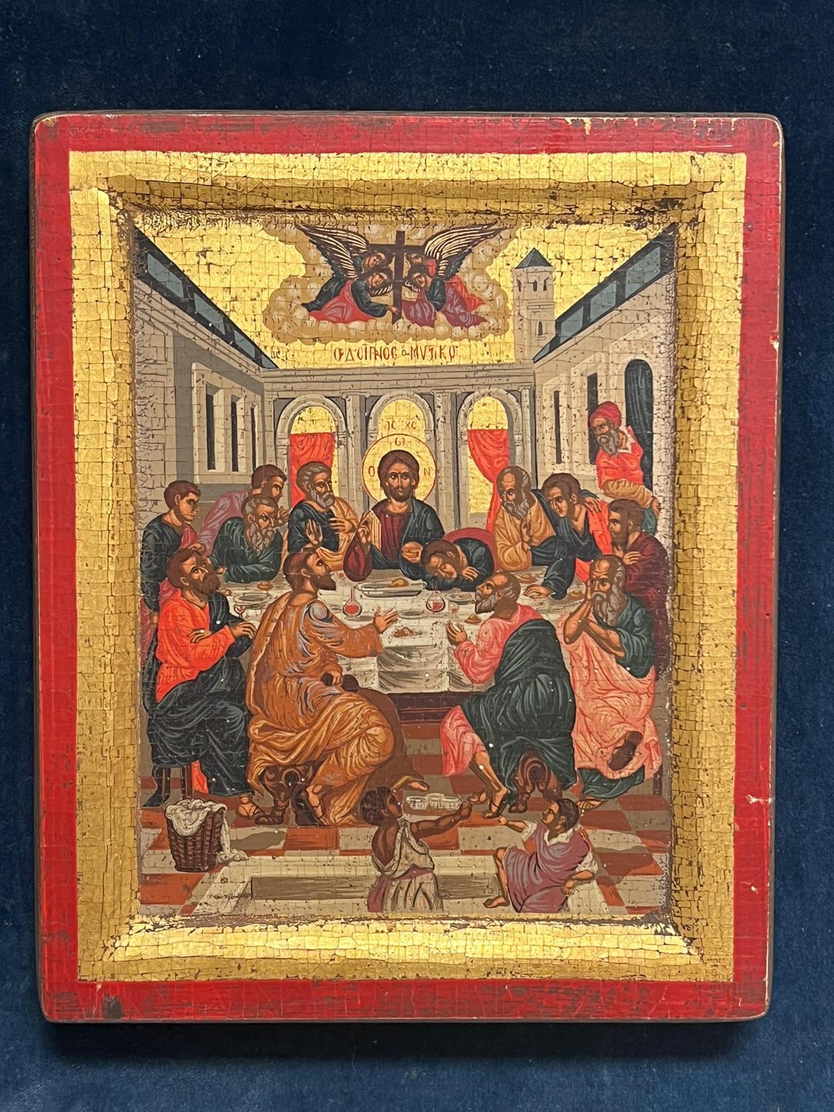 Due icone bibliche L'ultima cena e San Giorgio che combatte il drago 1
