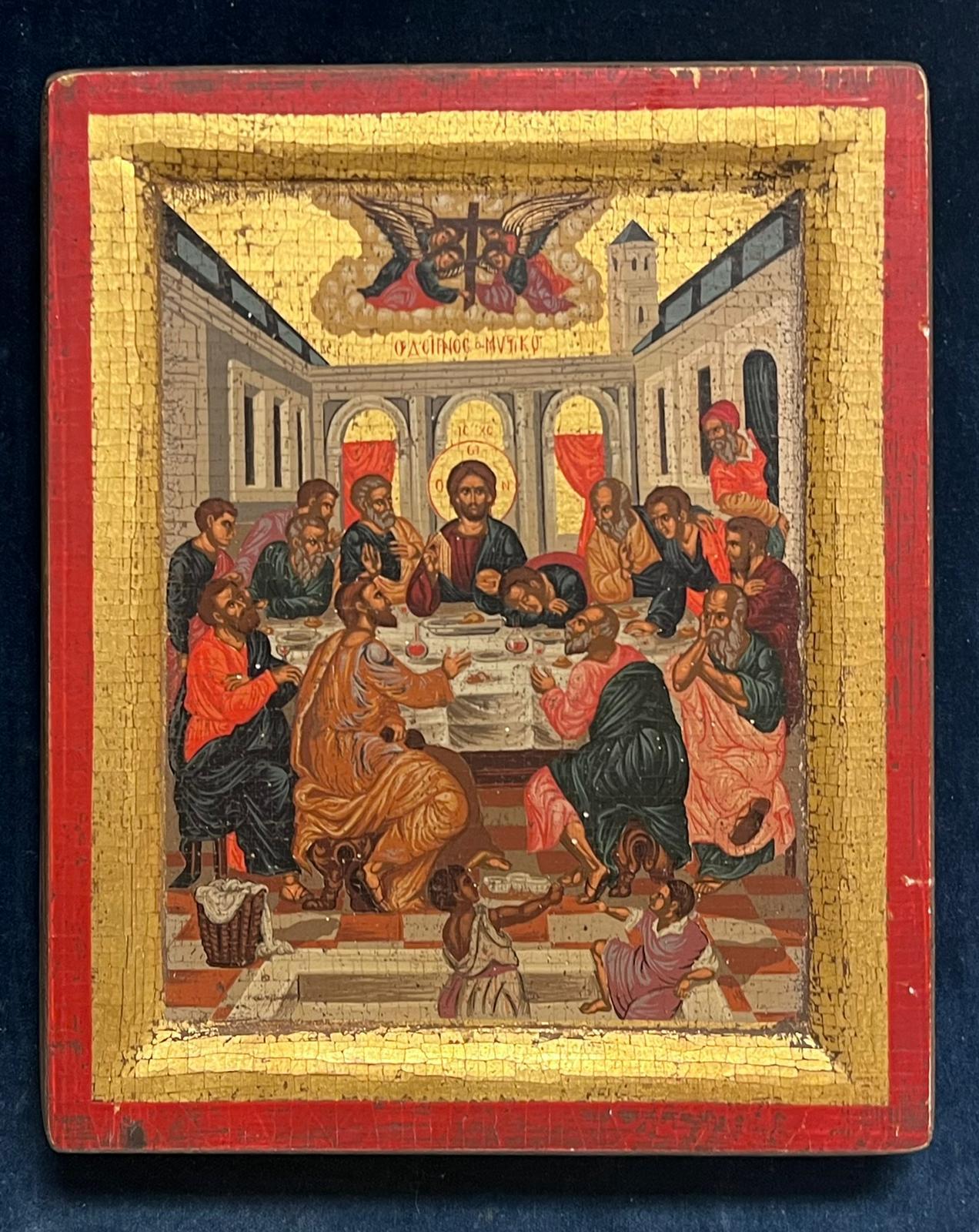 Due icone bibliche L'ultima cena e San Giorgio che combatte il drago 3