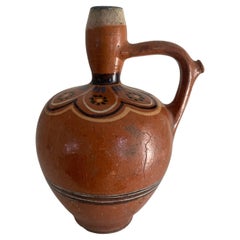 Eastern European Slip-Decorated Earthenware Jug, Hungary or Romania, Early 20th