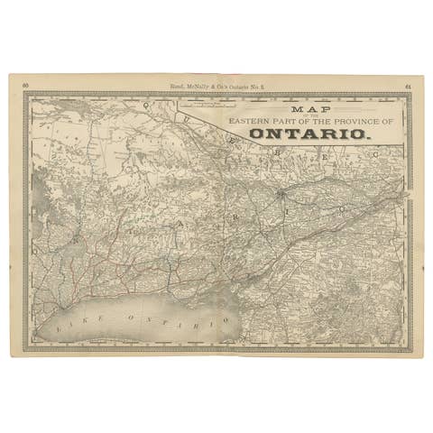 Eastern Ontario Antique Map c.1888 – The Heartland Province, Railroads