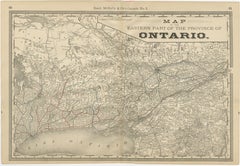 Mappa antica dell'Ontario orientale c.1888 - La provincia del cuore, ferrovie