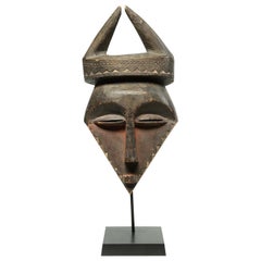 Eastern Pende Geometric Tribal Mask with Horns Ex Museum Congo, Africa